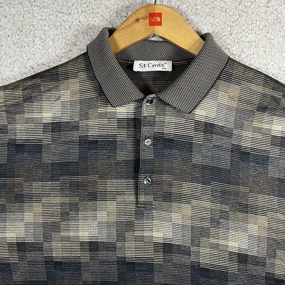 St. Croix Polo Shirt Mens 2XL Geometric Cotton Knit Vintage Golf Classic 90s